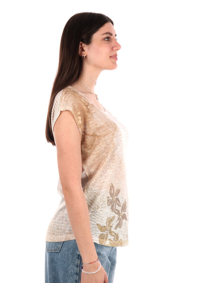T-SHIRT CON STAMPA YES ZEE DONNA BEIGE