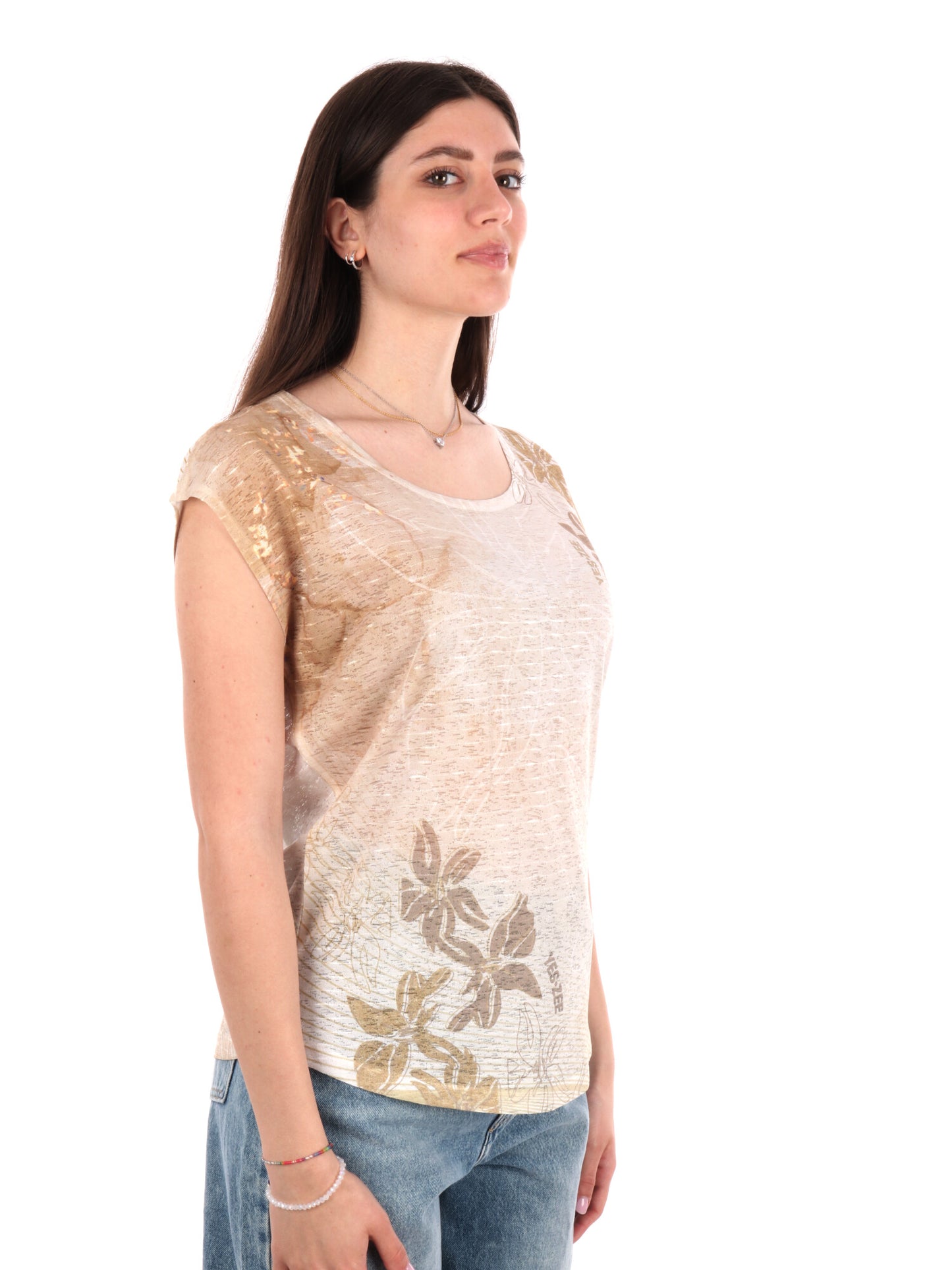 T-SHIRT CON STAMPA YES ZEE DONNA BEIGE