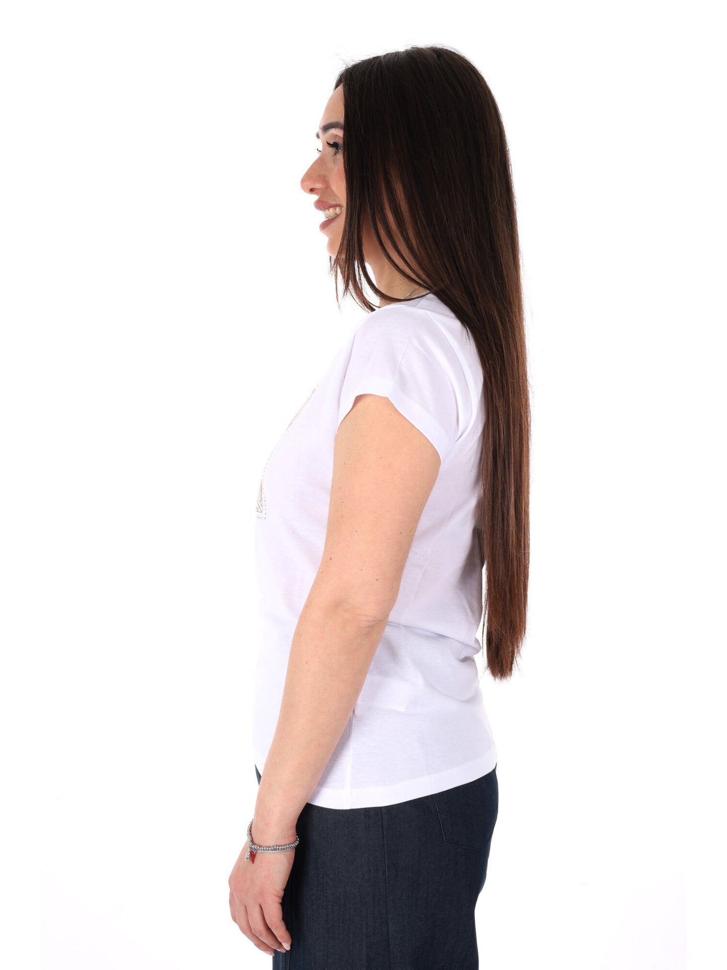 Yes-Zee T-shirt maniche corte donna bianca per primavera estate