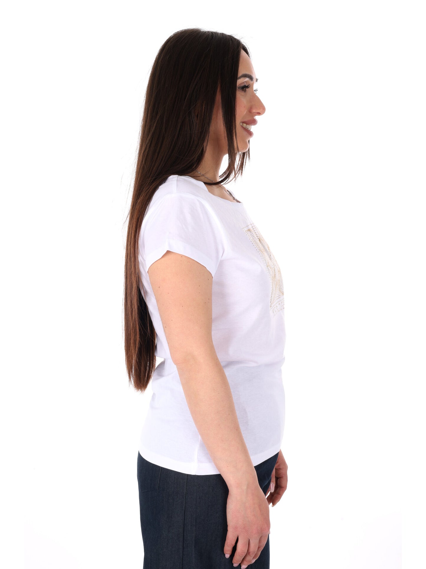 Yes-Zee T-shirt maniche corte donna bianca per primavera estate