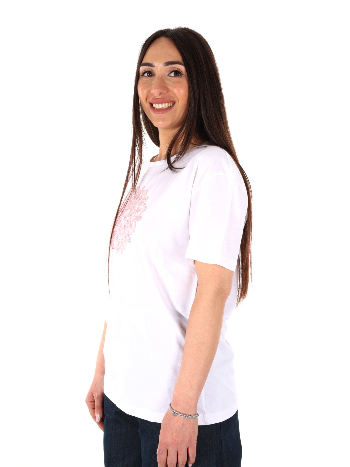 Yes-Zee T-shirt donna maniche corte bianca