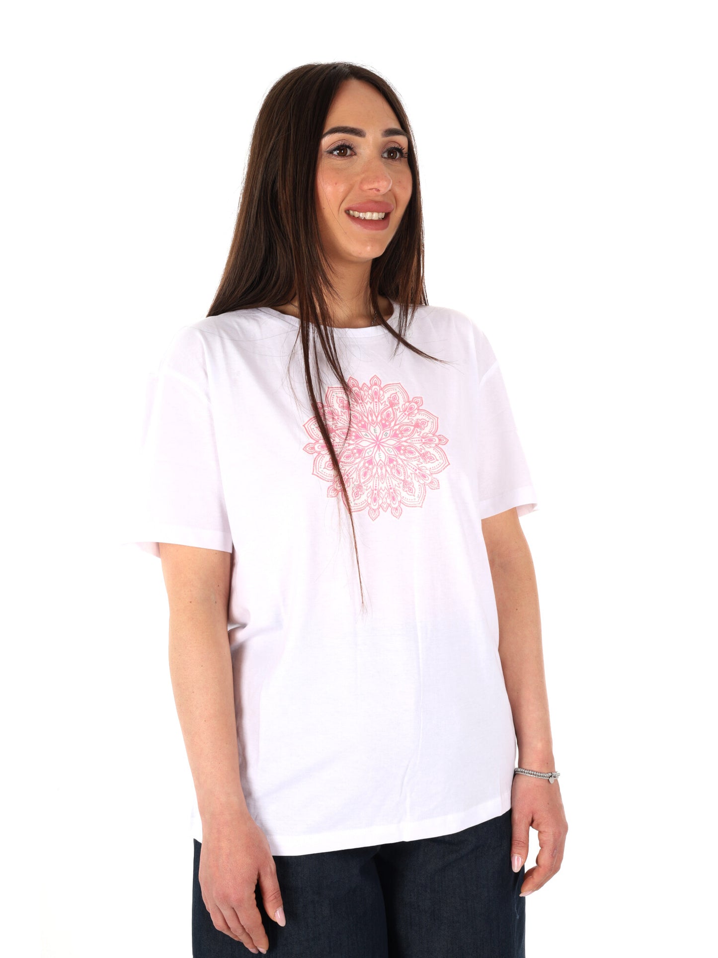 Yes-Zee T-shirt donna maniche corte bianca
