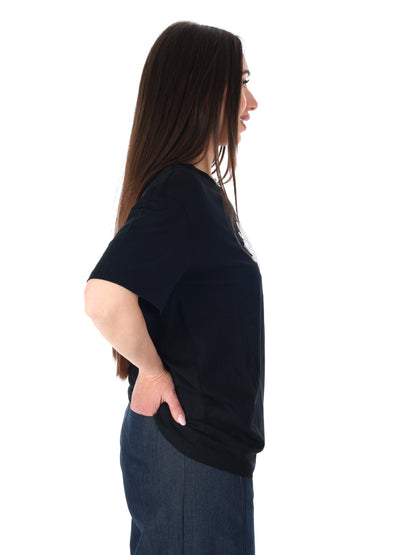 Yes-Zee t-shirt donna in cotone nero per primavera estate