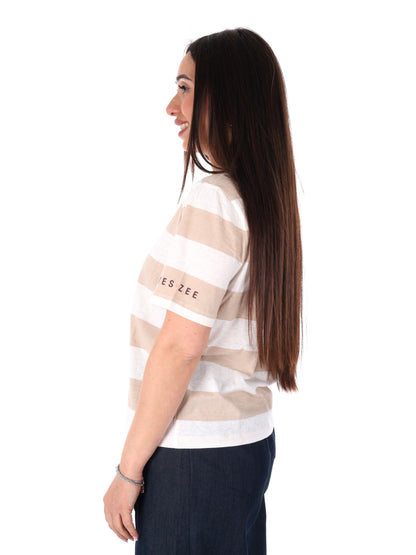 Yes-Zee T-shirt maniche corte donna beige per la primavera-estate