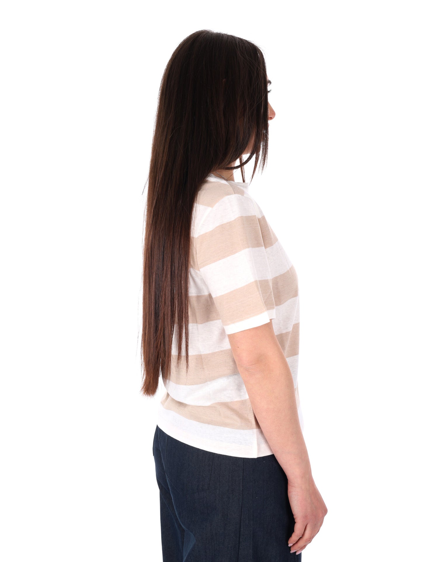 Yes-Zee T-shirt maniche corte donna beige per la primavera-estate
