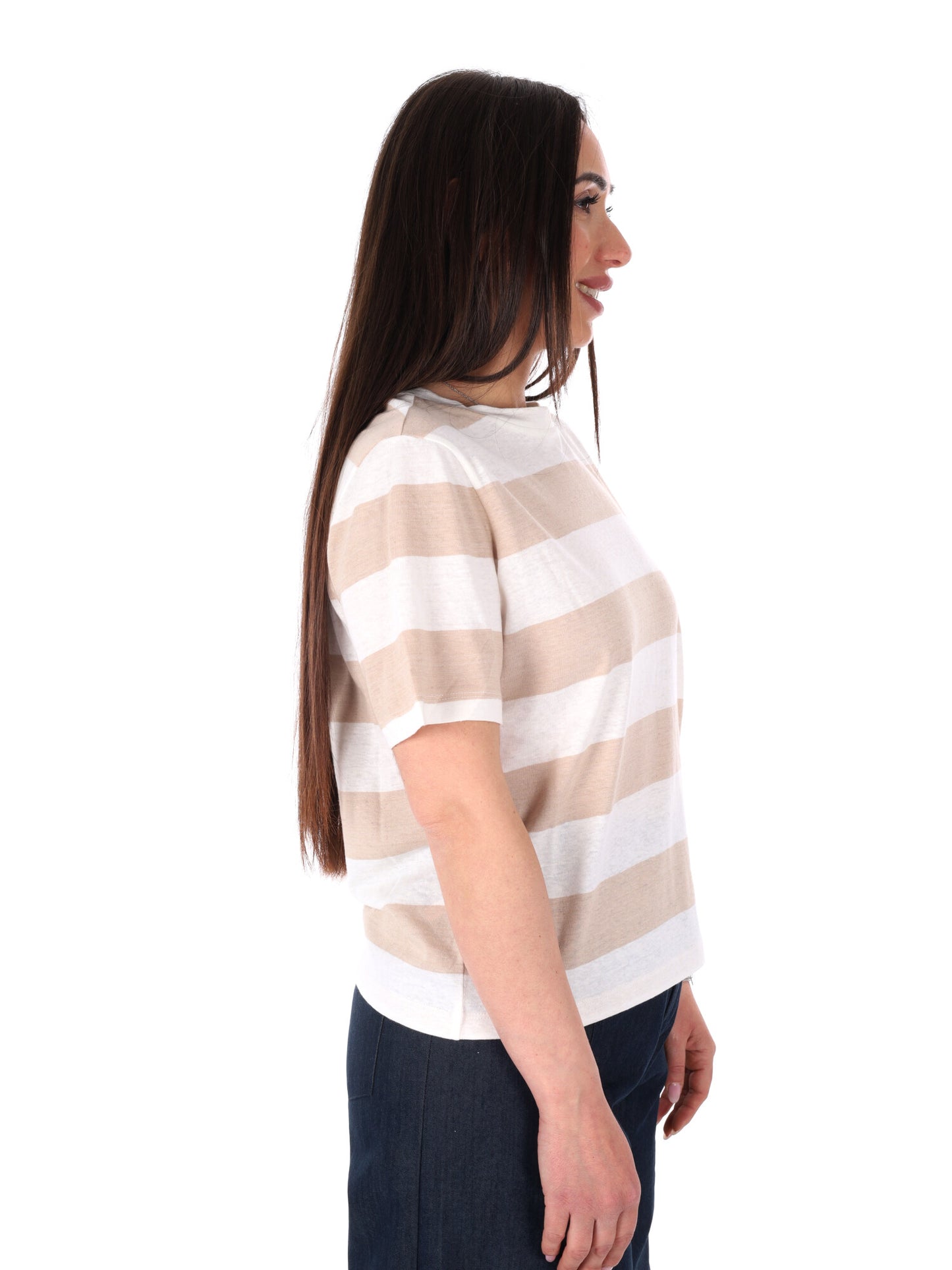 Yes-Zee T-shirt maniche corte donna beige per la primavera-estate