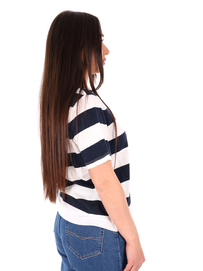 Yes-Zee T-shirt maniche corte donna blu, stile casual