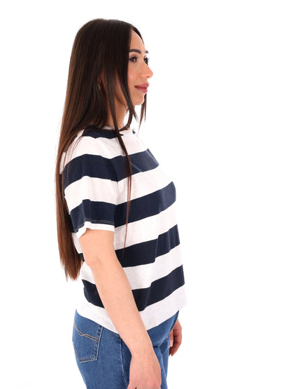 Yes-Zee T-shirt maniche corte donna blu, stile casual