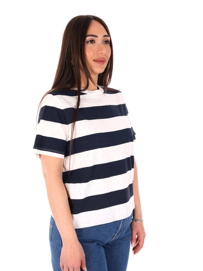 Yes-Zee T-shirt maniche corte donna blu, stile casual