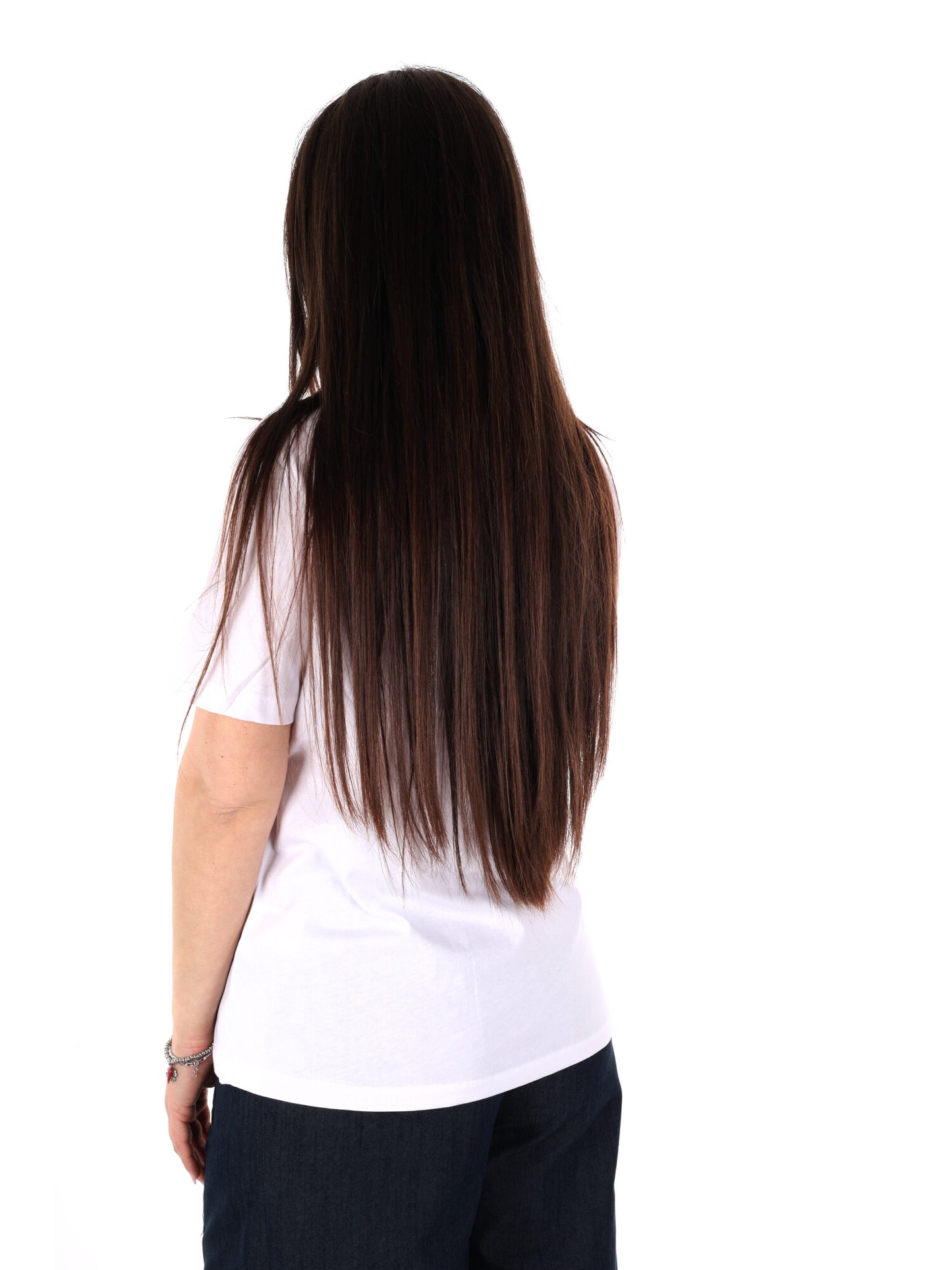 T-shirt Yes-Zee donna in cotone bianca con dettaglio gioiello