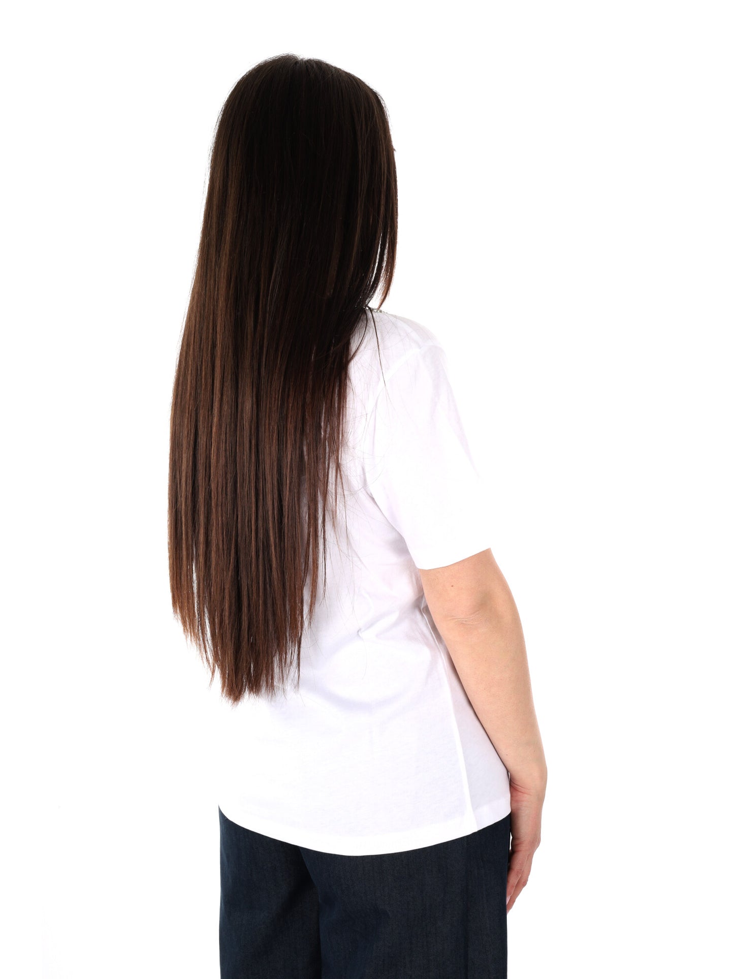 T-shirt Yes-Zee donna in cotone bianca con dettaglio gioiello