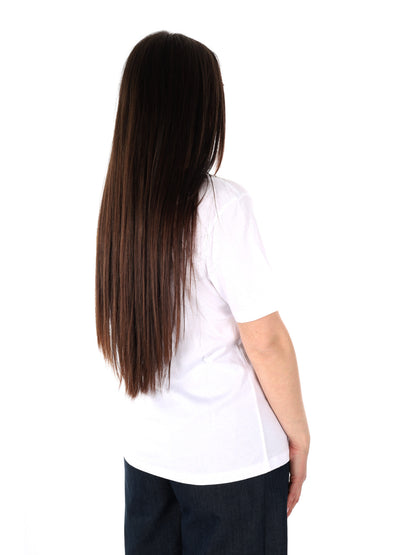 T-shirt Yes-Zee donna in cotone bianca con dettaglio gioiello