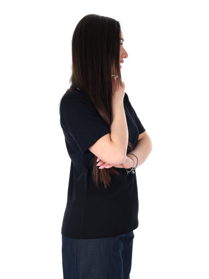 Yes-Zee t-shirt girocollo donna in cotone nera primavera estate