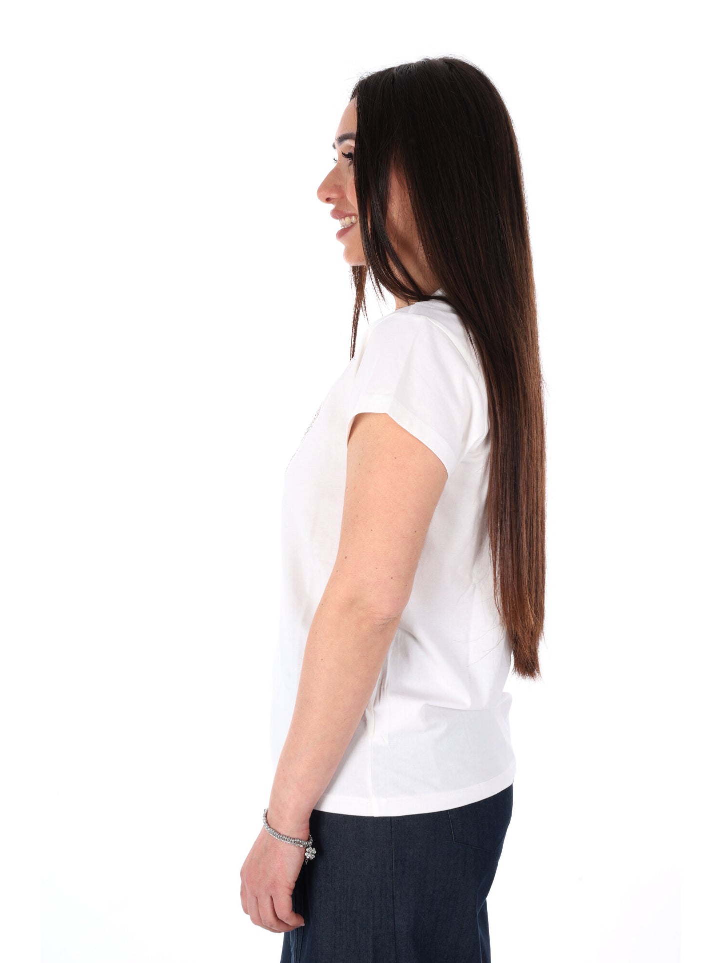 T-shirt maniche corte Yes-Zee donna bianca per primavera estate