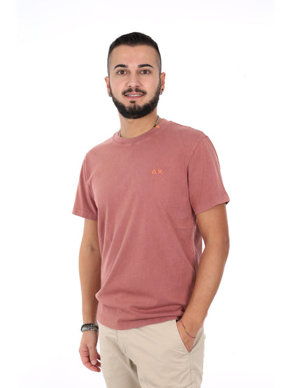 Sun68 T-shirt maniche corte da uomo marrone in morbido cotone
