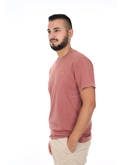 Sun68 T-shirt maniche corte da uomo marrone in morbido cotone