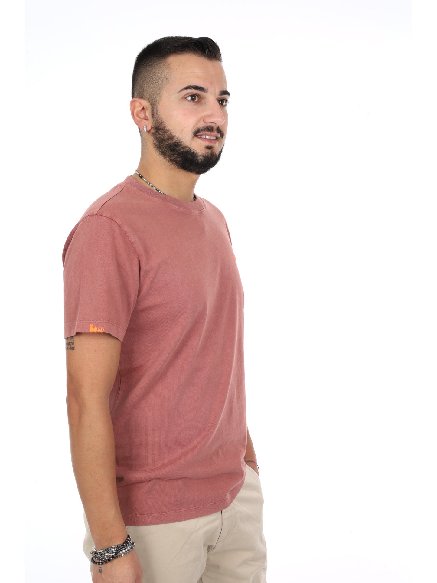 Sun68 T-shirt maniche corte da uomo marrone in morbido cotone