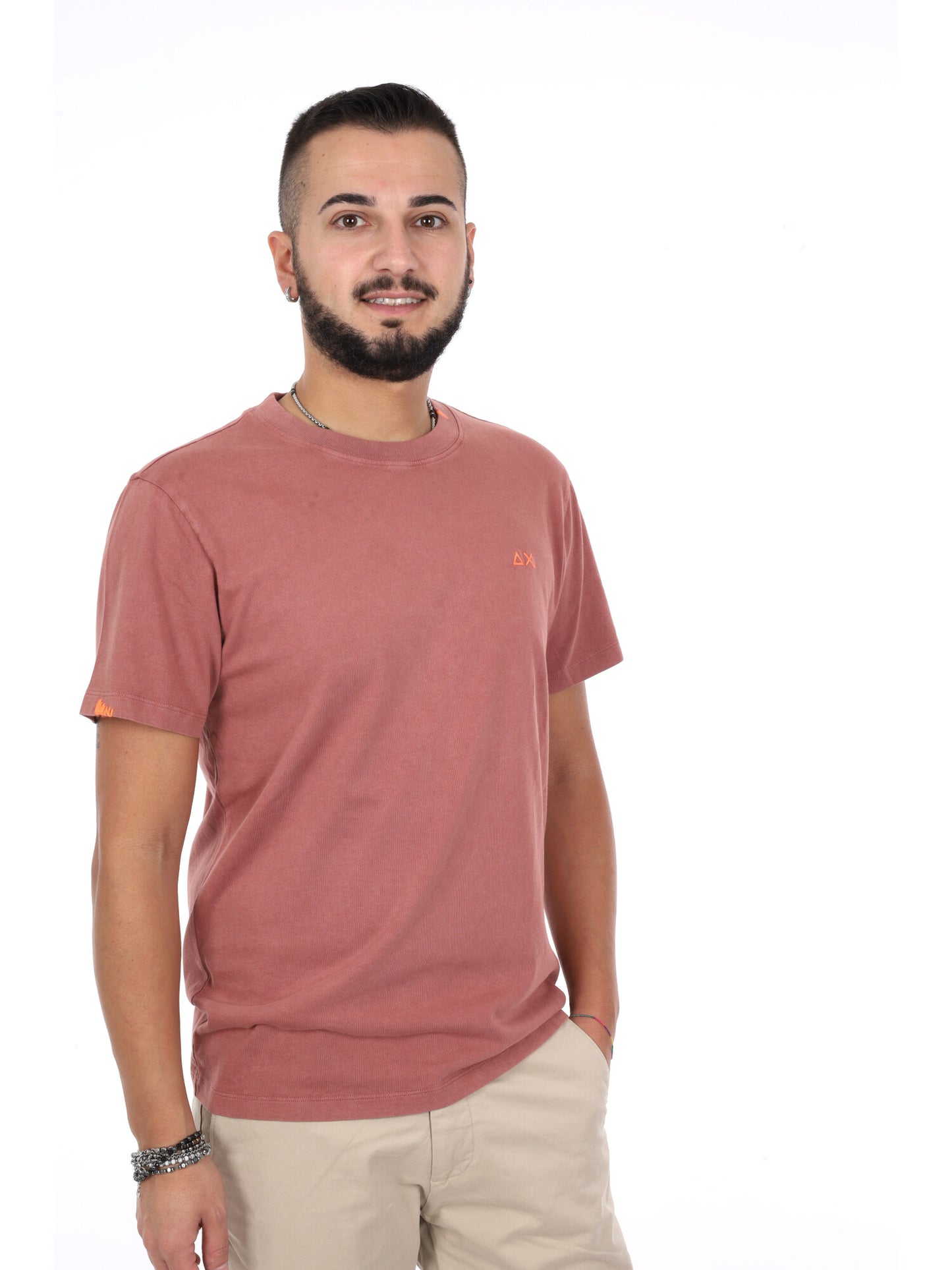 Sun68 T-shirt maniche corte da uomo marrone in morbido cotone