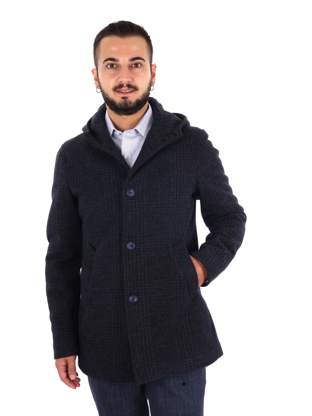 Fb Tabarrini 0502, cappotto da uomo blu