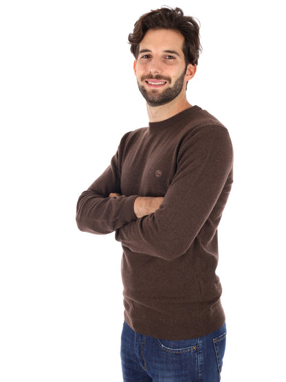 PULLOVER GIROCOLLO IN LANA MERINO TIMBERLAND DA UOMO MARRONE
