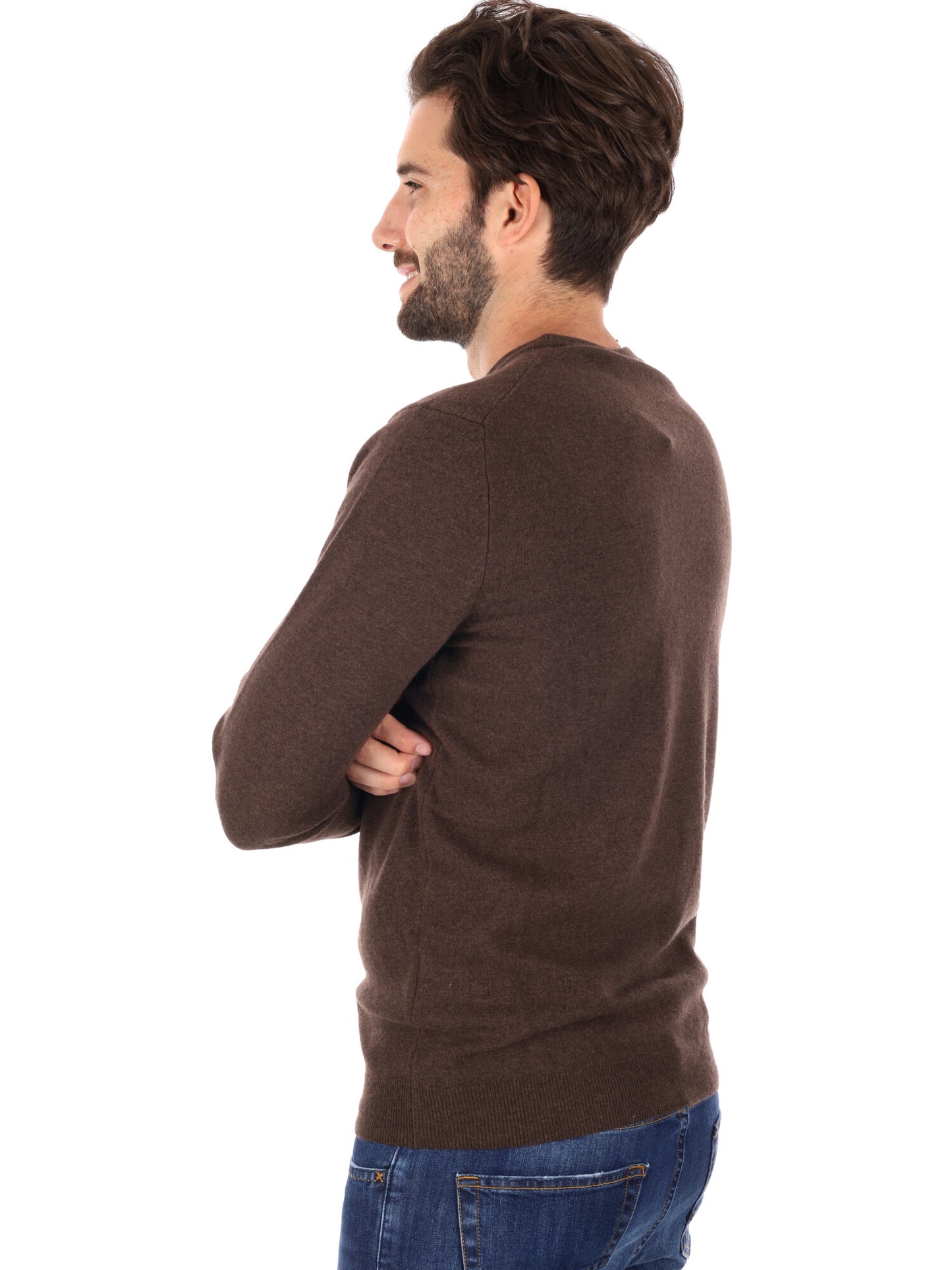 PULLOVER GIROCOLLO IN LANA MERINO TIMBERLAND DA UOMO MARRONE
