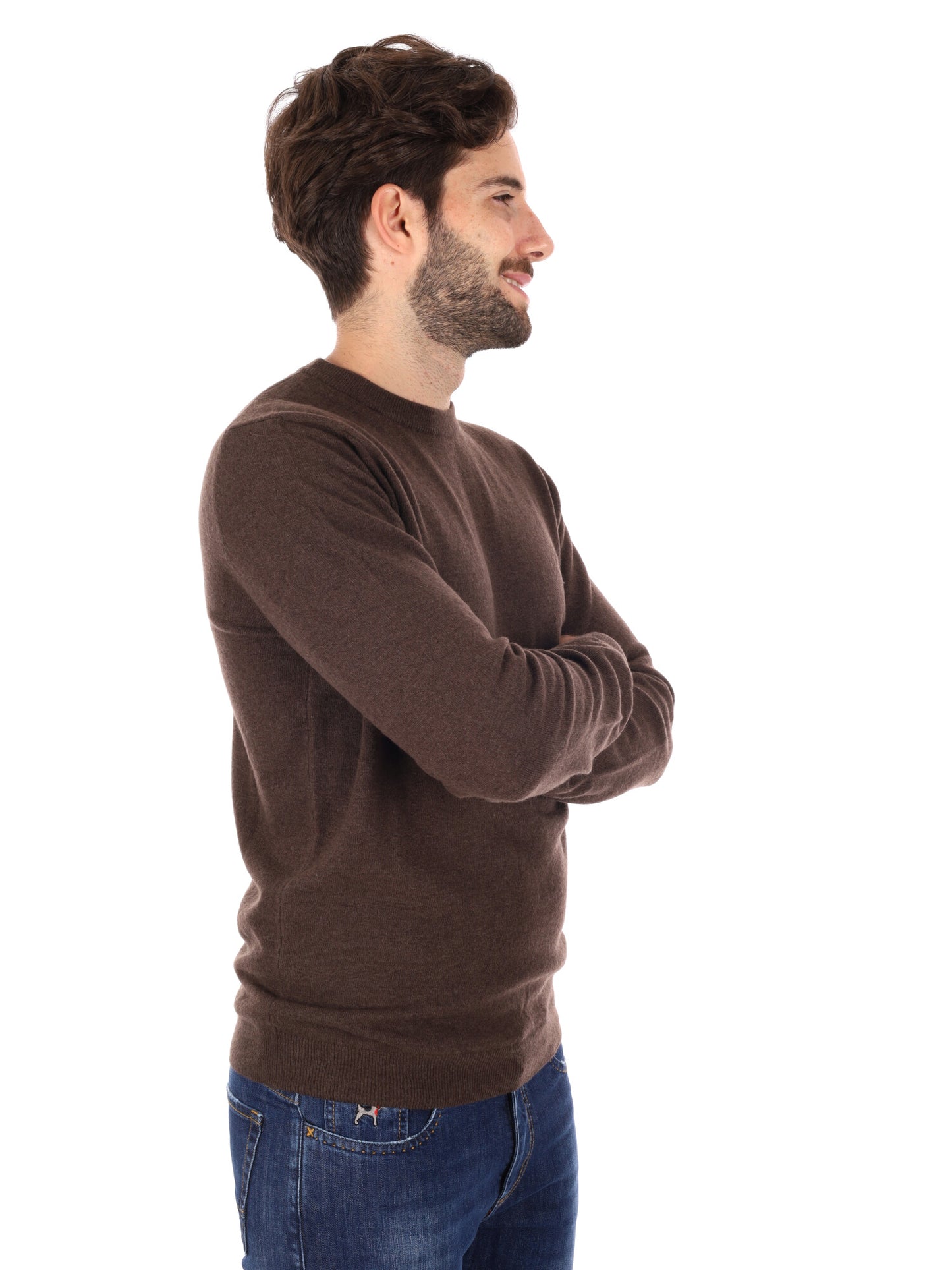 PULLOVER GIROCOLLO IN LANA MERINO TIMBERLAND DA UOMO MARRONE