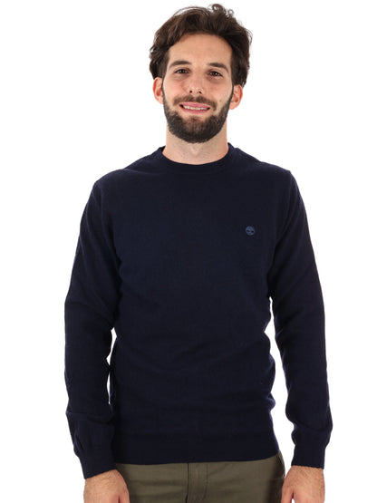 PULLOVER GIROCOLLO IN LANA MERINO TIMBERLAND DA UOMO BLU
