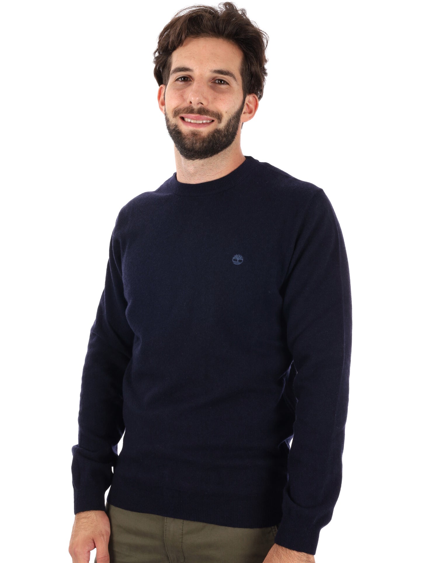 PULLOVER GIROCOLLO IN LANA MERINO TIMBERLAND DA UOMO BLU
