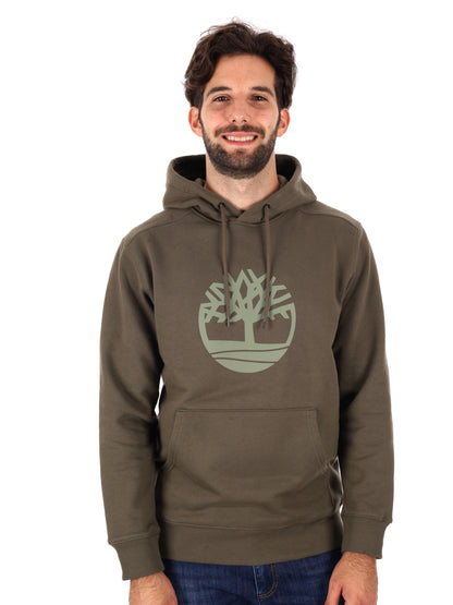 FELPA CON CAPPUCCIO E LOGO TIMBERLAND DA UOMO VERDE