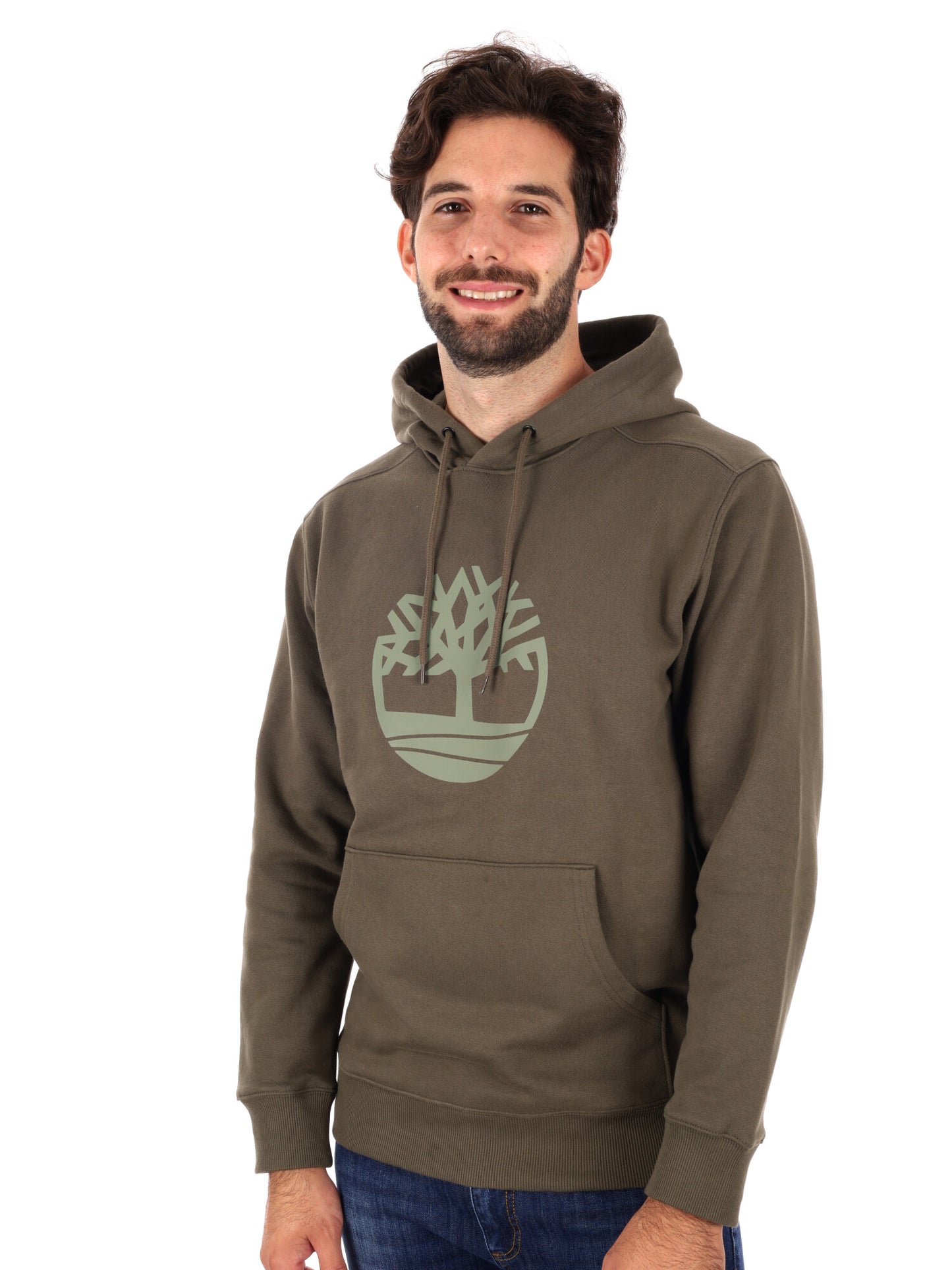 FELPA CON CAPPUCCIO E LOGO TIMBERLAND DA UOMO VERDE
