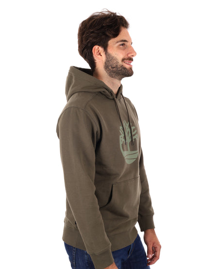 FELPA CON CAPPUCCIO E LOGO TIMBERLAND DA UOMO VERDE