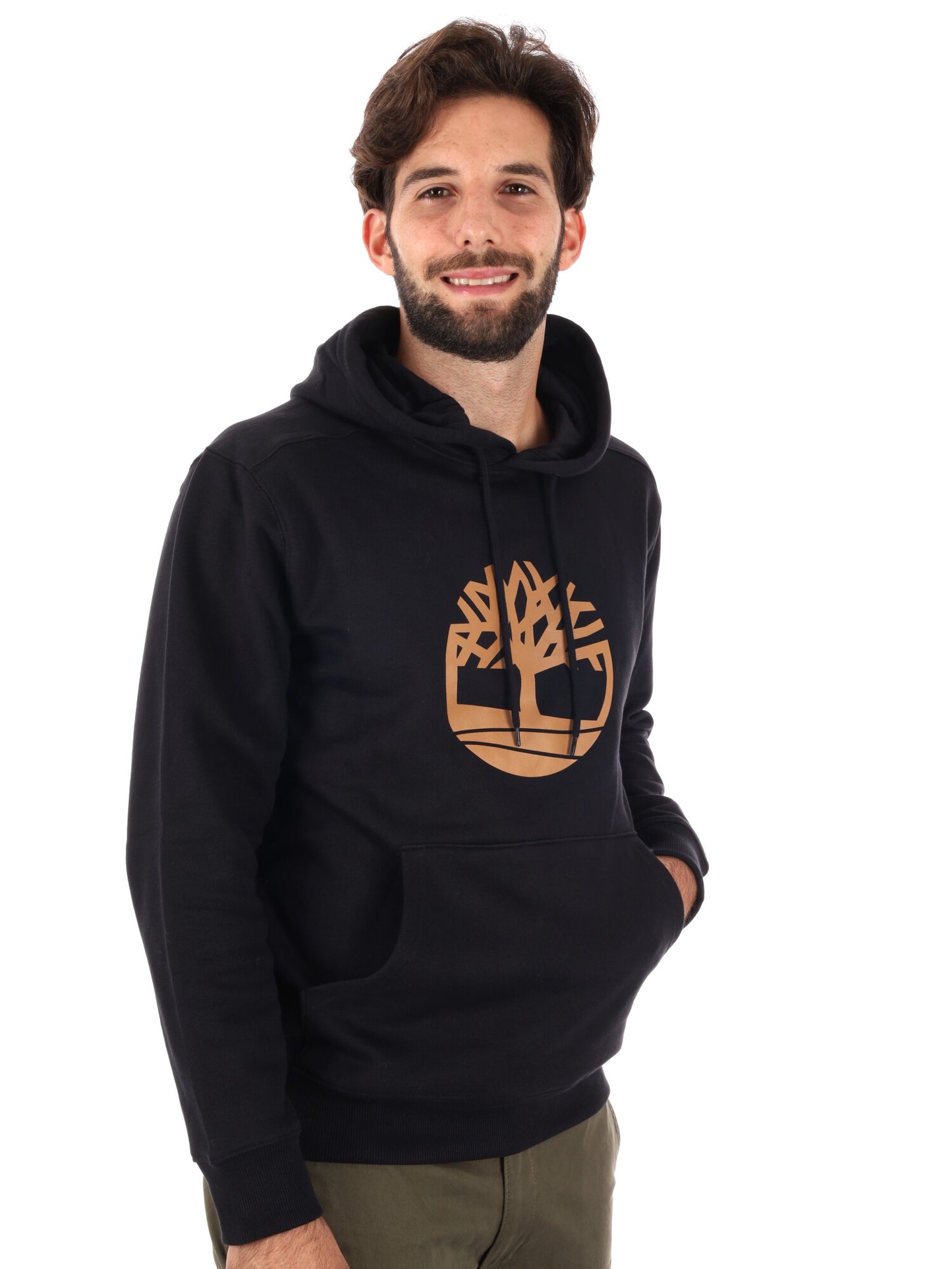 FELPA CON CAPPUCCIO E LOGO TIMBERLAND DA UOMO NERO