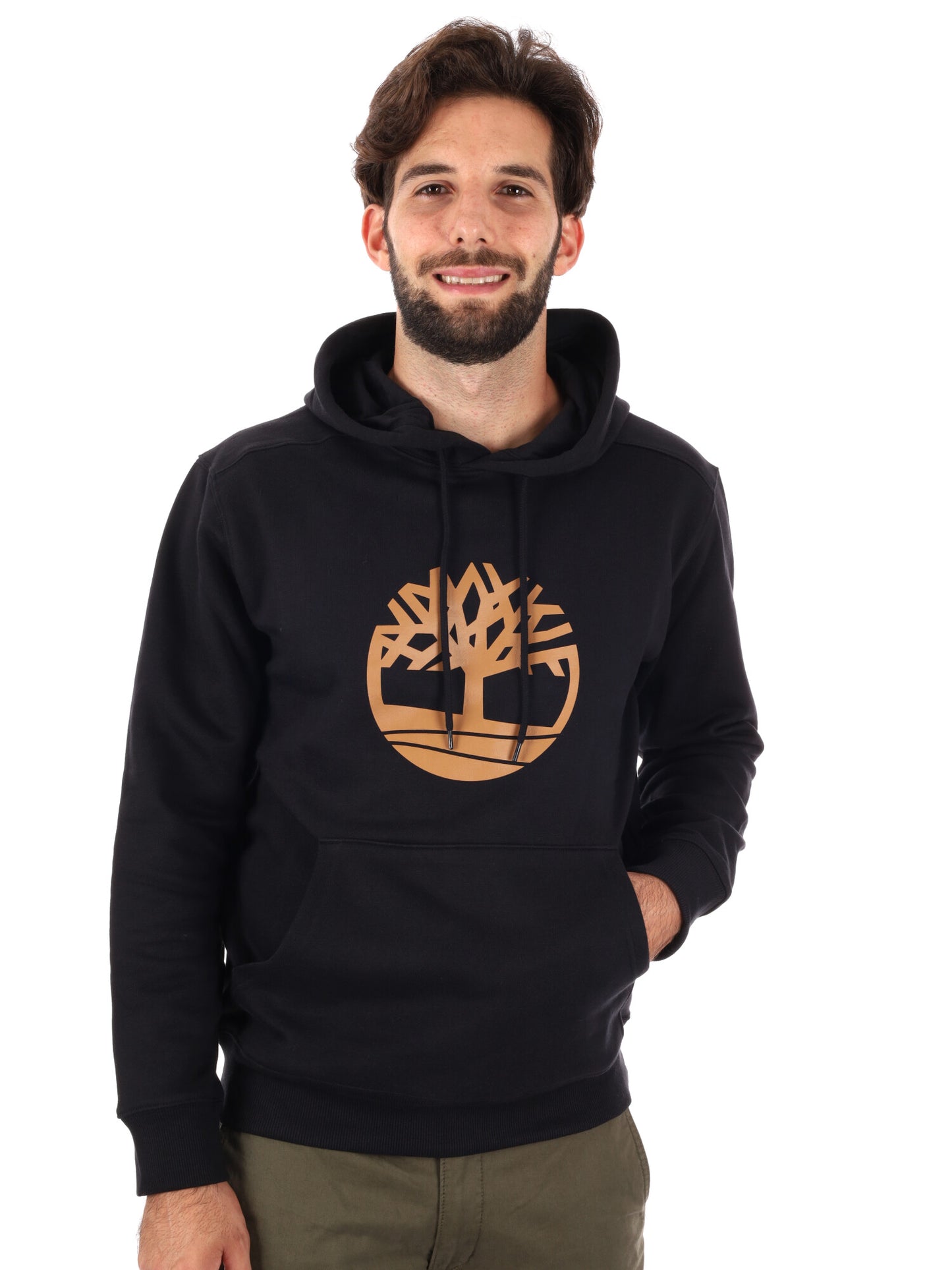 FELPA CON CAPPUCCIO E LOGO TIMBERLAND DA UOMO NERO