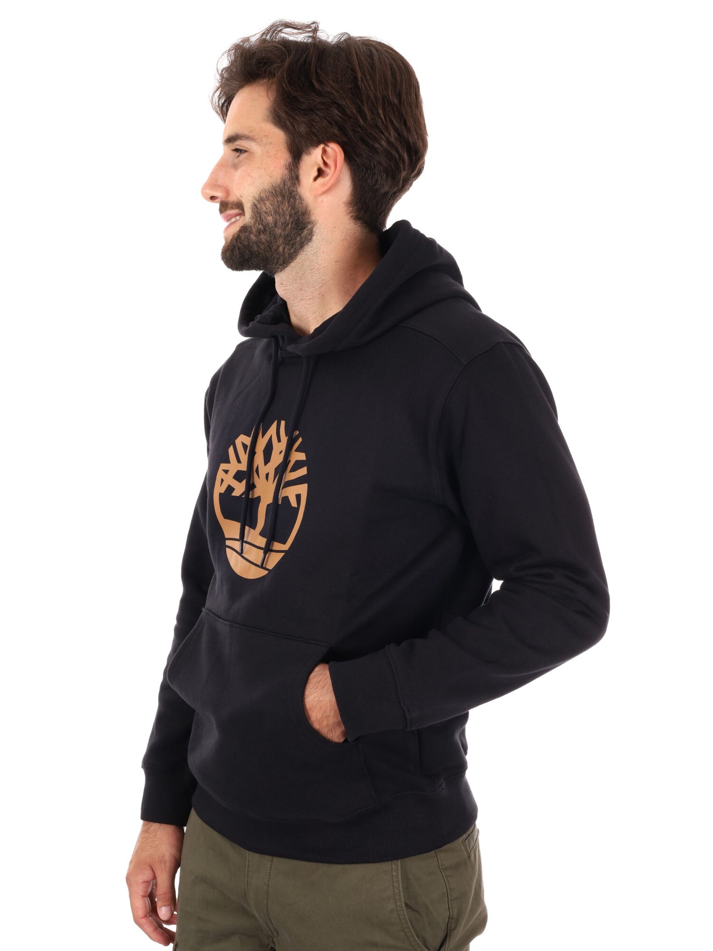 FELPA CON CAPPUCCIO E LOGO TIMBERLAND DA UOMO NERO