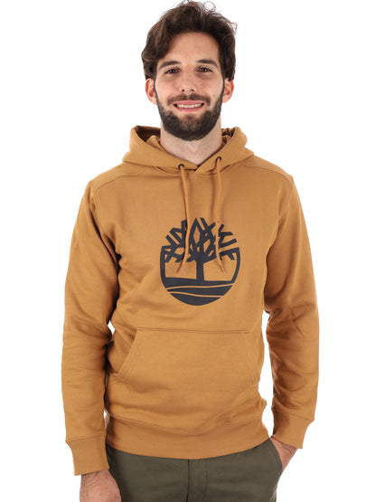 FELPA CON CAPPUCCIO E LOGO TIMBERLAND DA UOMO OCRA