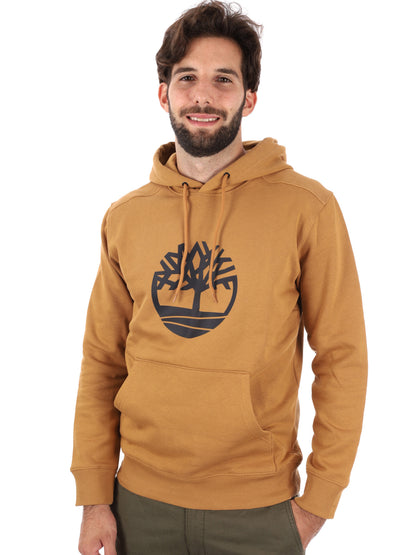FELPA CON CAPPUCCIO E LOGO TIMBERLAND DA UOMO OCRA