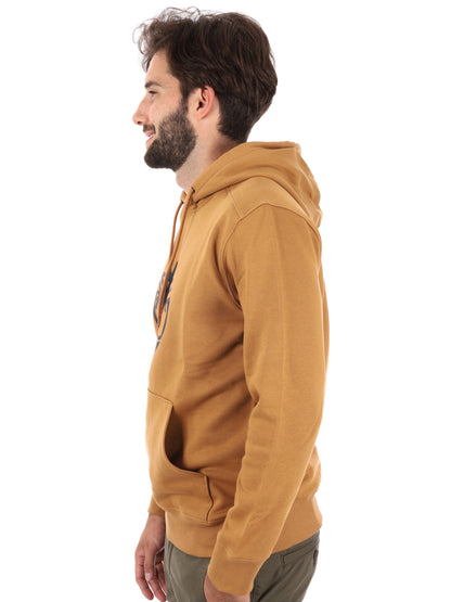 FELPA CON CAPPUCCIO E LOGO TIMBERLAND DA UOMO OCRA