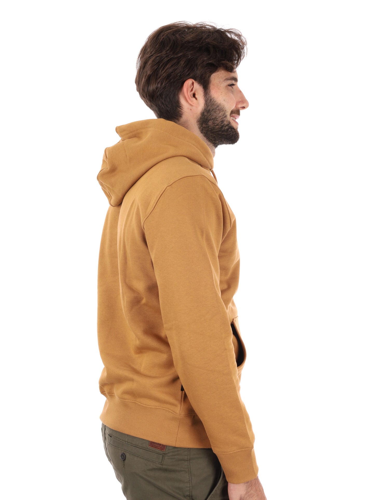 FELPA CON CAPPUCCIO E LOGO TIMBERLAND DA UOMO OCRA