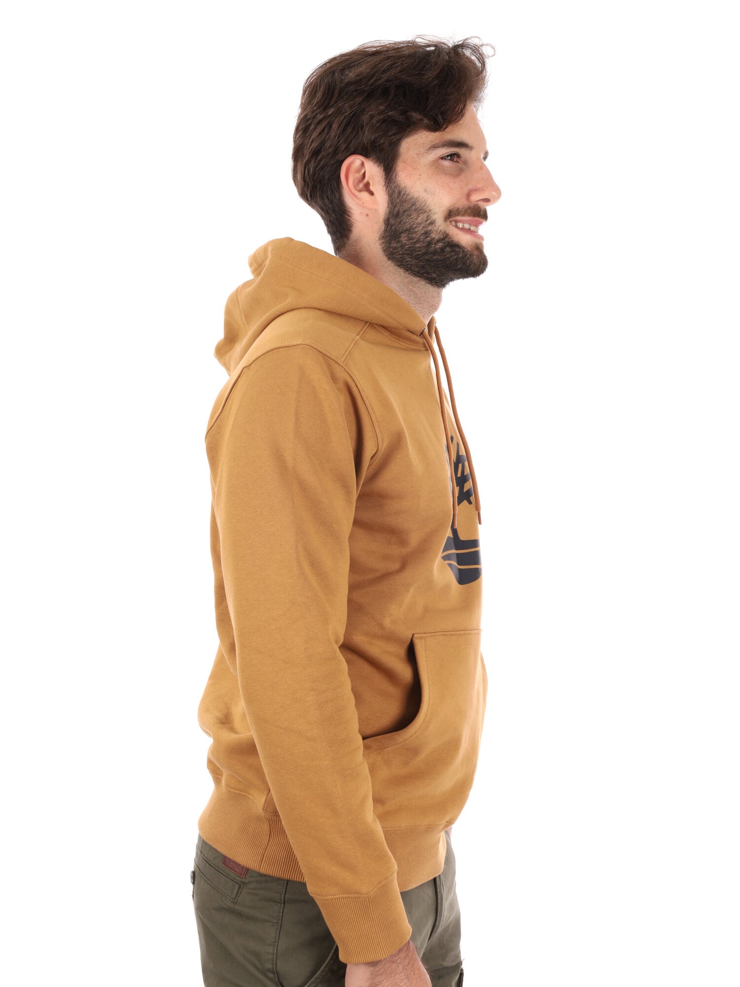 FELPA CON CAPPUCCIO E LOGO TIMBERLAND DA UOMO OCRA