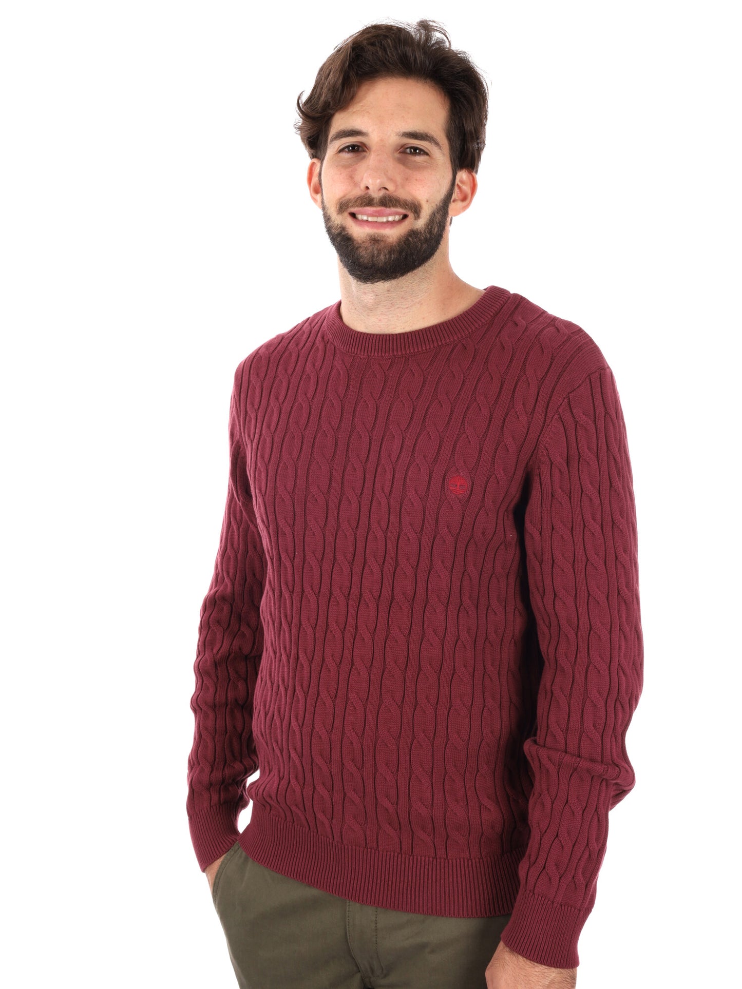 MAGLIA GIROCOLLO A TRECCE WILLIAMS RIVER TIMBERLAND DA UOMO BORDEAUX