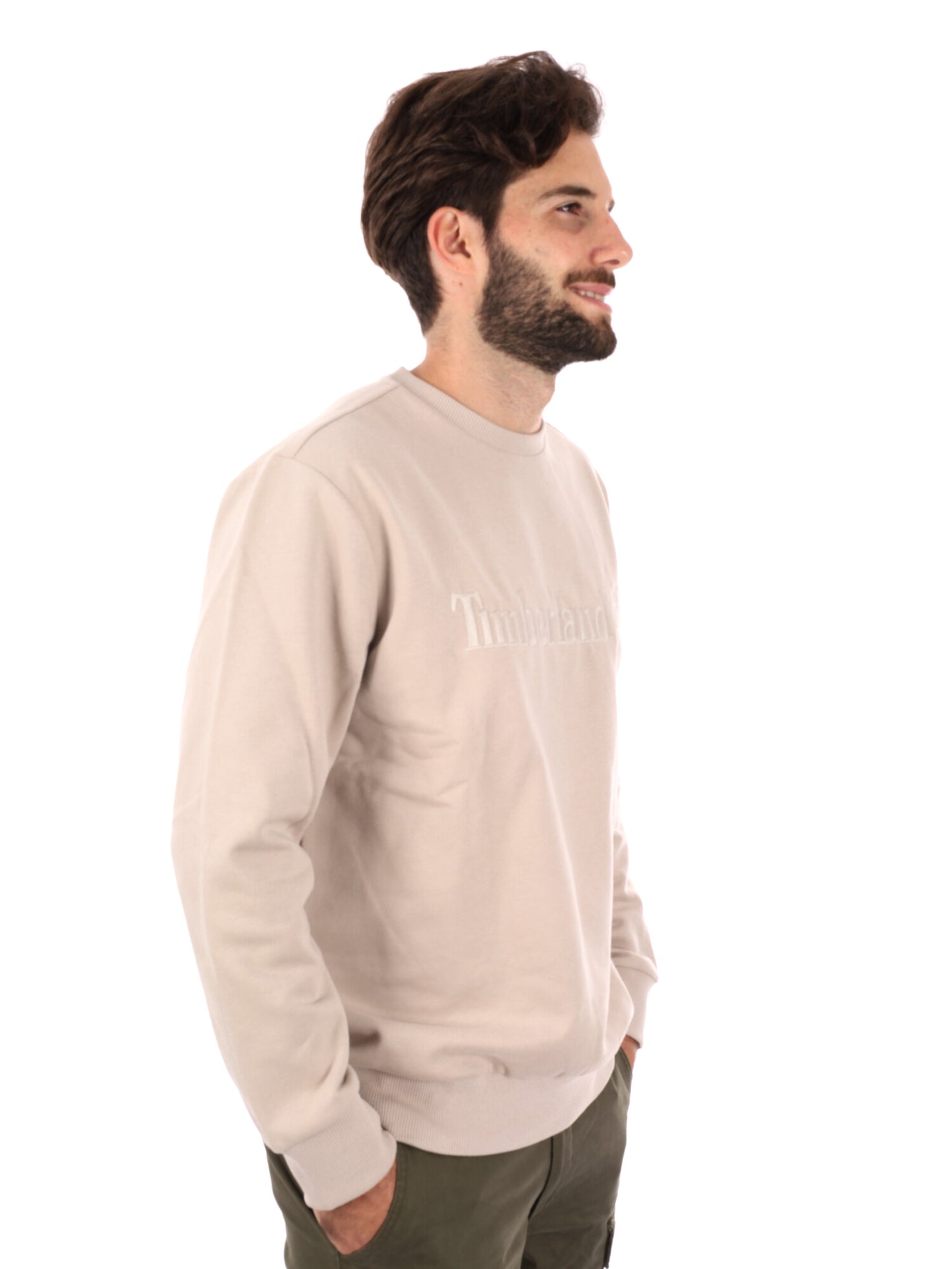 FELPA GIROCOLLO HAMPTON TIMBERLAND DA UOMO PANNA