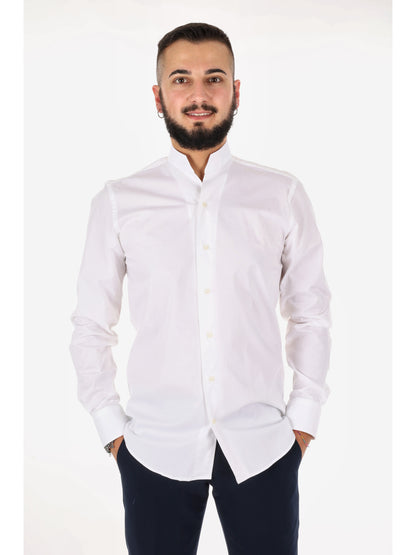 Camicia slim da uomo FB Tiffany bianca con collo coreano aperto