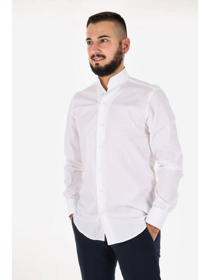Camicia slim da uomo FB Tiffany bianca con collo coreano aperto
