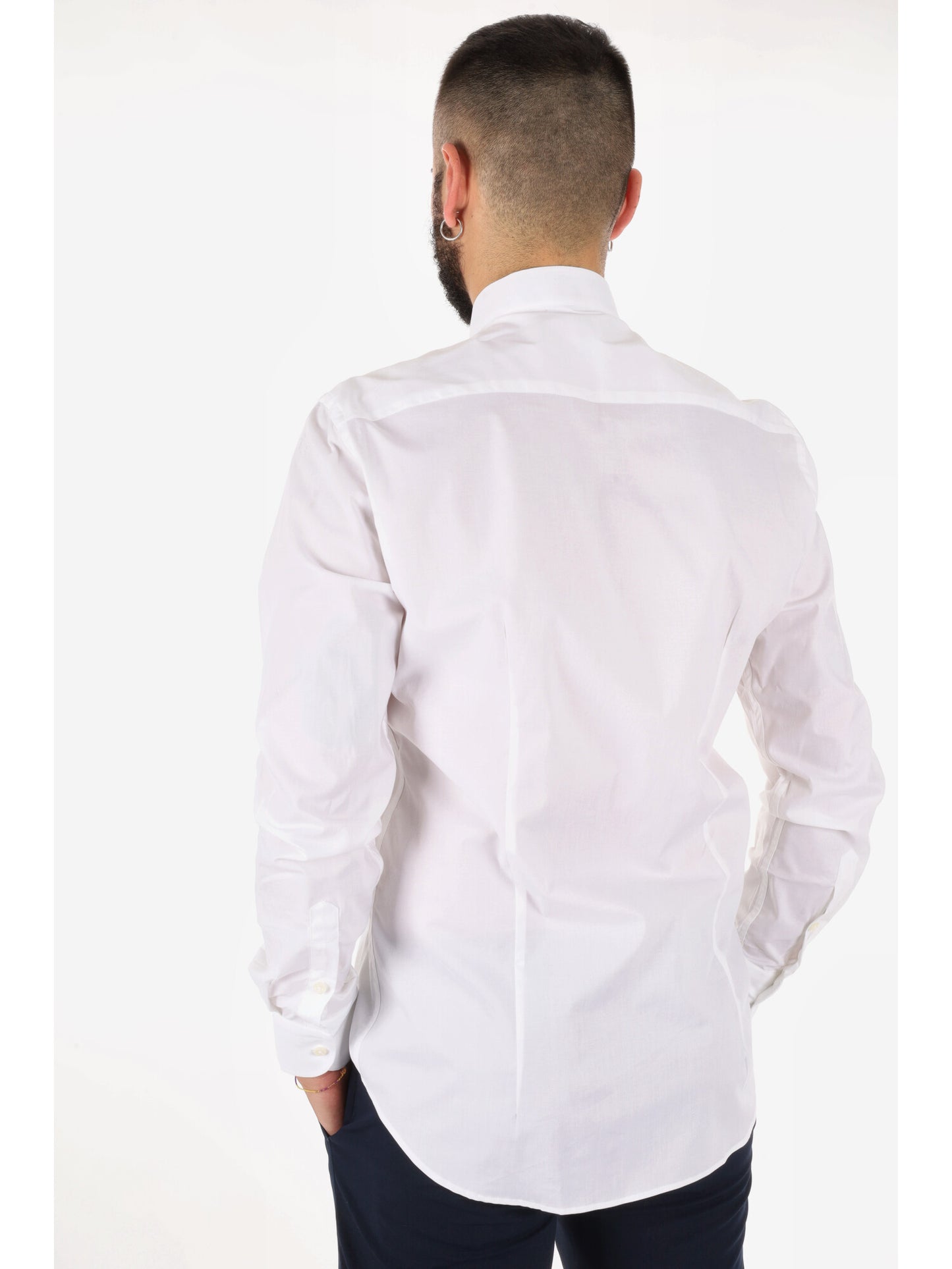 Camicia slim da uomo FB Tiffany bianca con collo coreano aperto