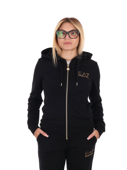 FELPA CON CAPPUCCIO  EVOLUTION  EA7 EMPORIO ARMANI DA DONNA NERO