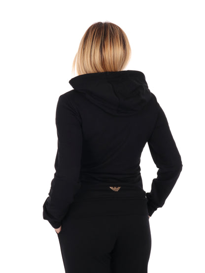 FELPA CON CAPPUCCIO  EVOLUTION  EA7 EMPORIO ARMANI DA DONNA NERO
