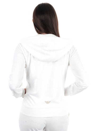 EA7 FELPA ZIP+CAPPUC - BIANCO