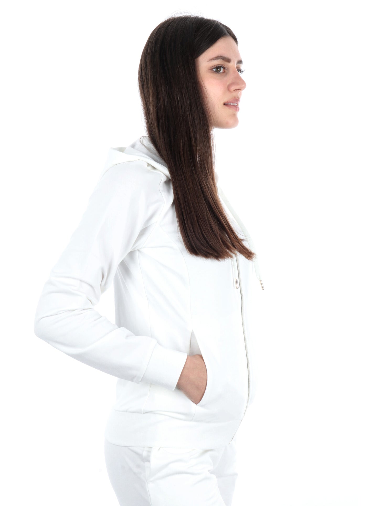 EA7 FELPA ZIP+CAPPUC - BIANCO