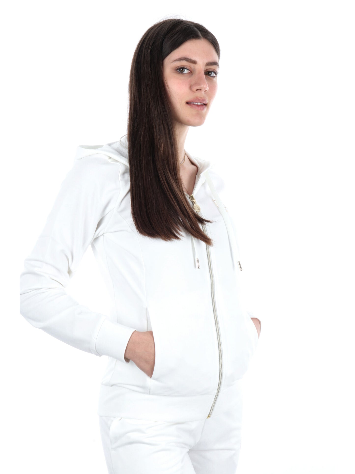 EA7 FELPA ZIP+CAPPUC - BIANCO