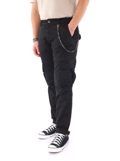 Pantaloni cargo Tornado Catena per uomo, neri e resistenti
